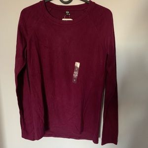 fleece heat tech crew neck top